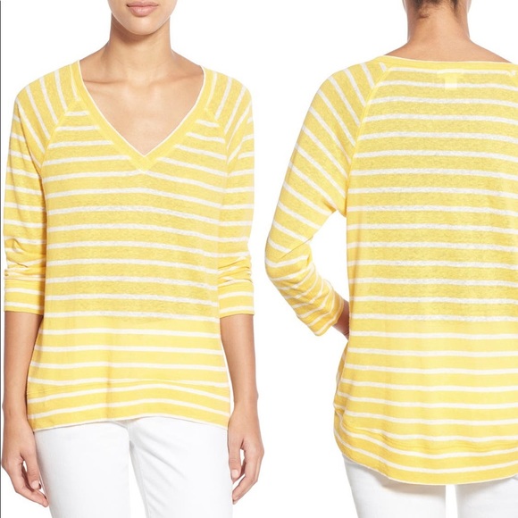 Striped V-Neck Sweatshirt - Picture 1 of 3